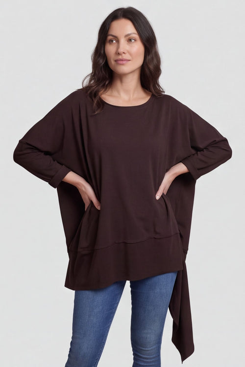 Margie Dip Side Cotton Top Cocoa – image 4 of 6