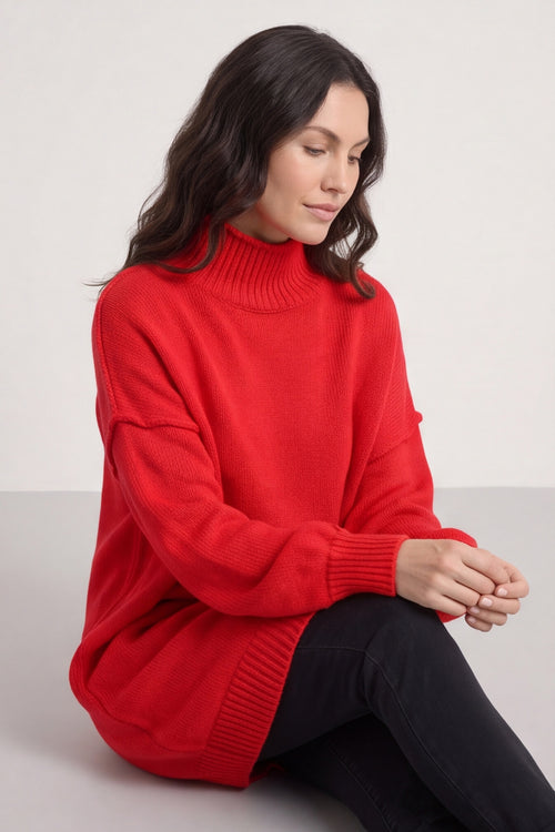 Bridie Polo Neck Knitted Tunic Red – image 4 of 6
