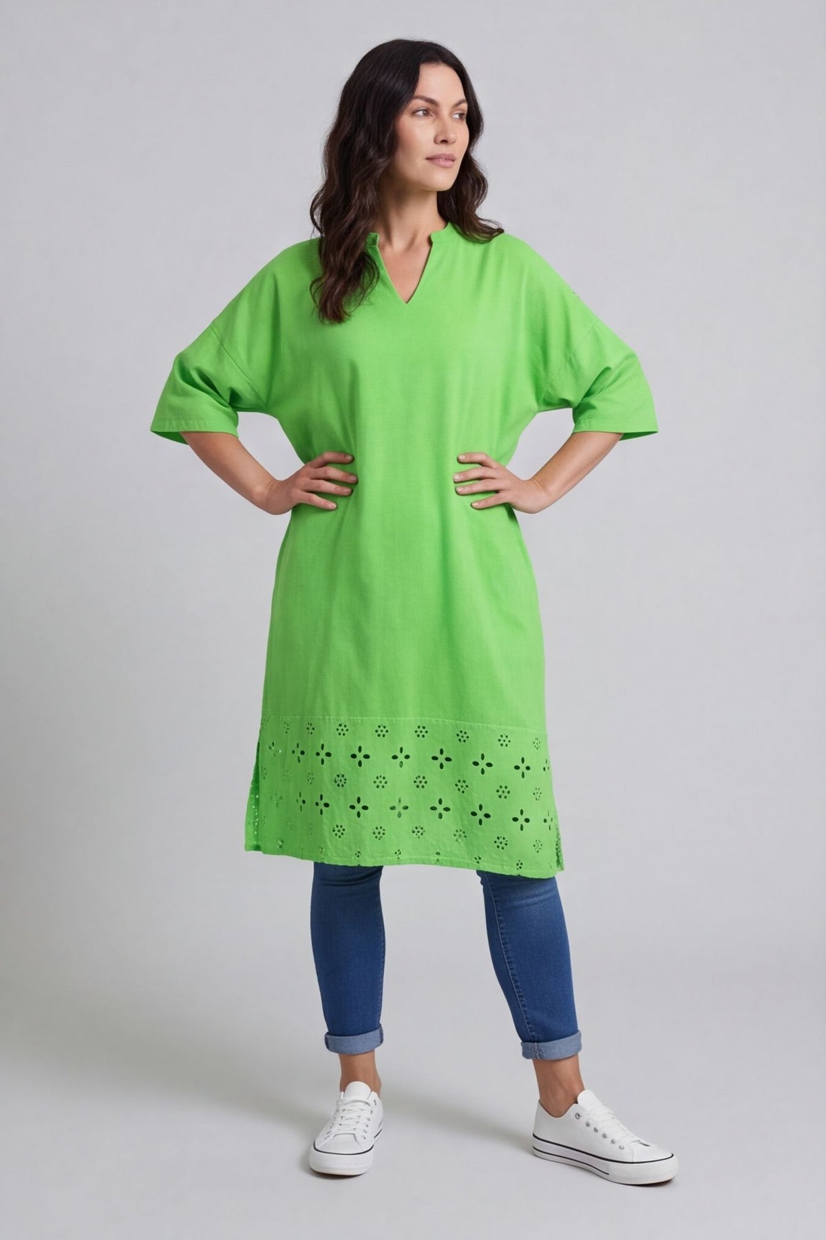 Gabrielle Embroidered Linen Dress Green – image 4 of 5