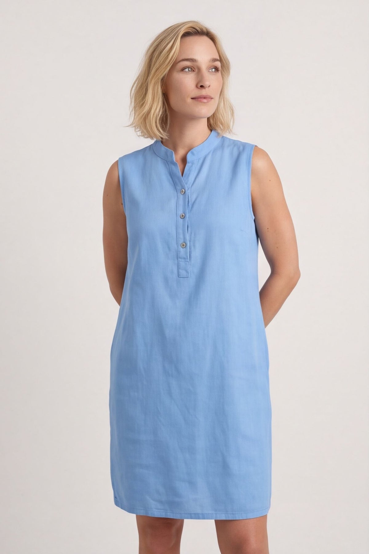 Ariyah Sleeveless Linen Tunic Powder Blue – image 4 of 5