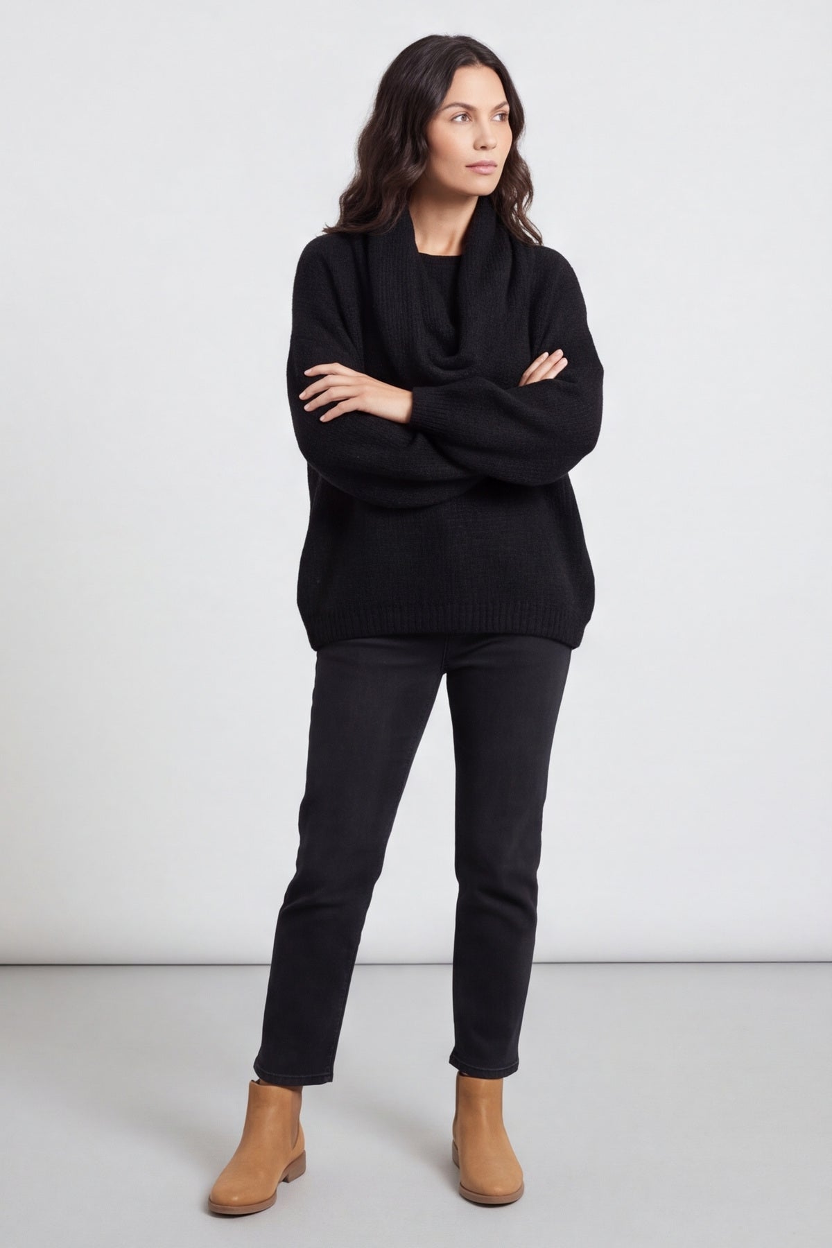 Baylin Scarf Knitted Jumper Black – image 4 of 6