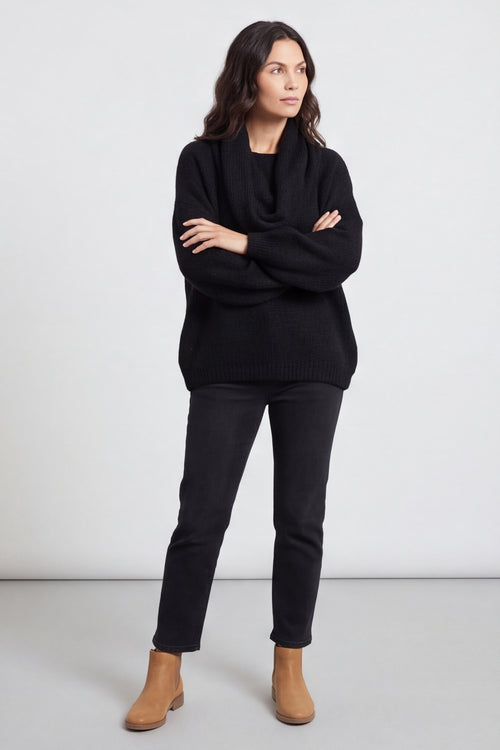Baylin Scarf Knitted Jumper Black – image 4 of 6