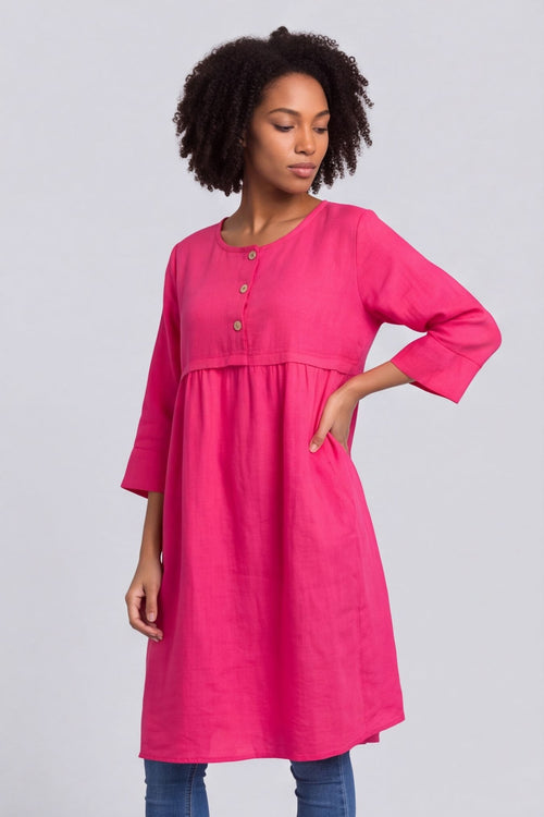Alara Linen Dress Hot Pink – image 4 of 6