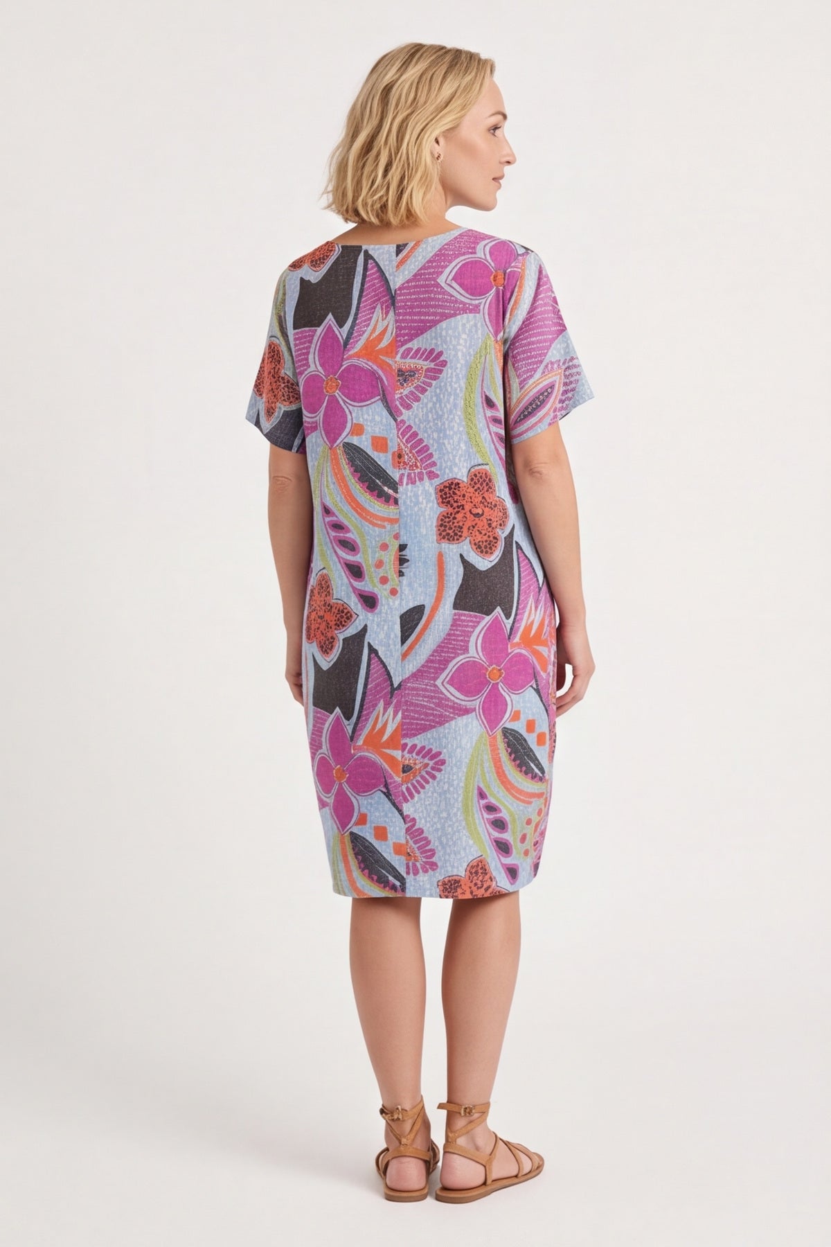 Aurora Leaf Linen Shift Dress – image 3 of 5