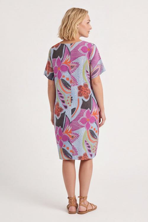 Aurora Leaf Linen Shift Dress – image 3 of 5
