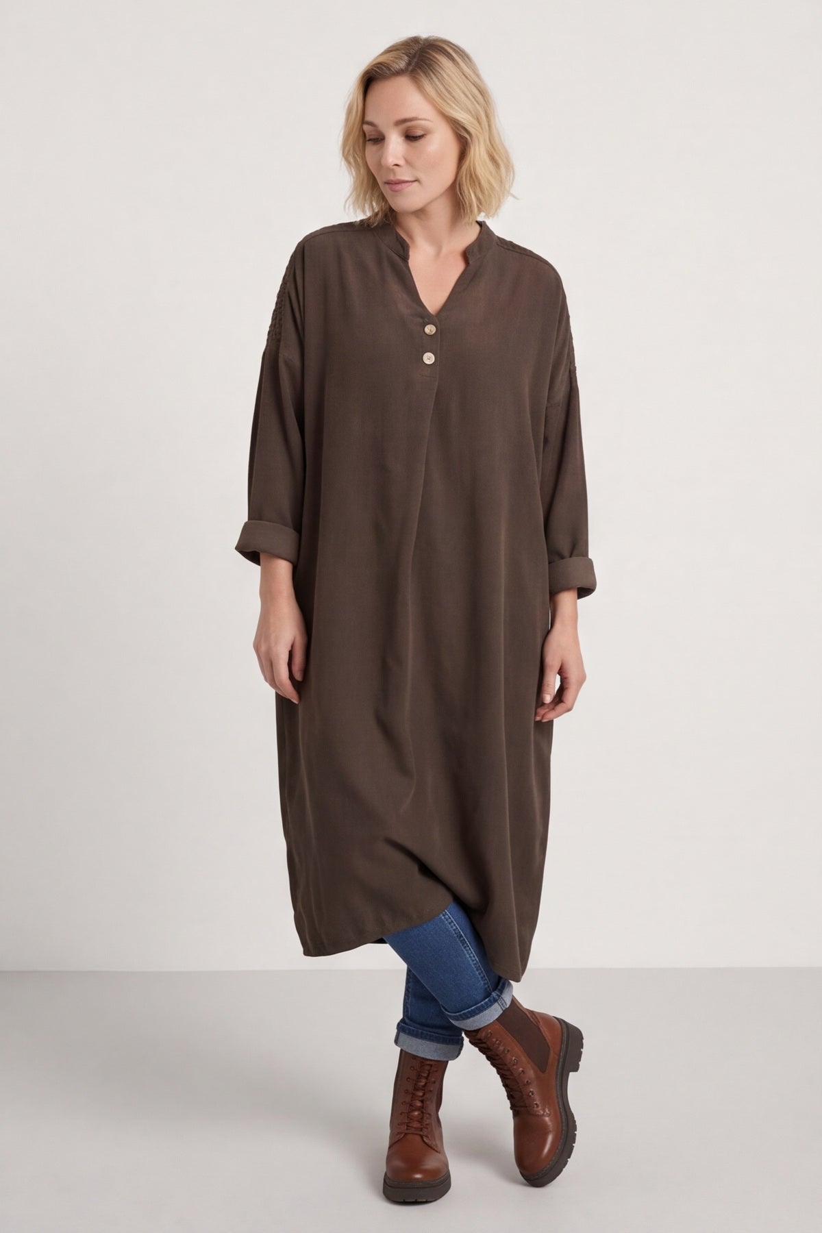 Terrie Needlecord Dress Cocoa – image 4 of 6