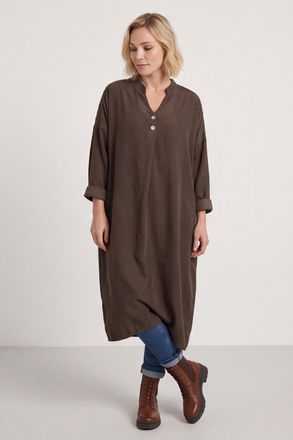 Terrie Needlecord Dress Cocoa – image 4 of 6