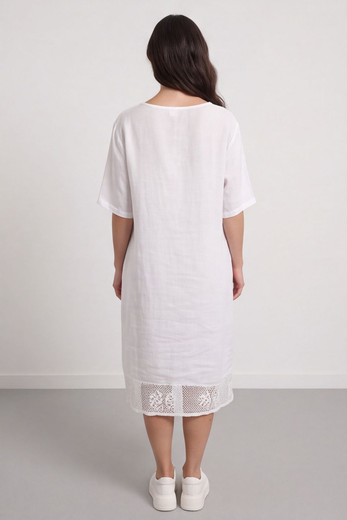 Lennon Rosette Linen Dress White – image 4 of 6