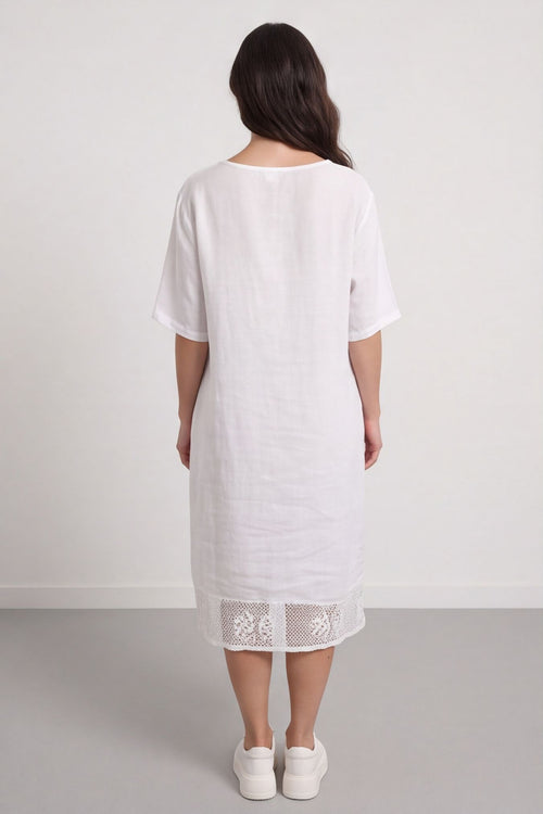Lennon Rosette Linen Dress White – image 4 of 6