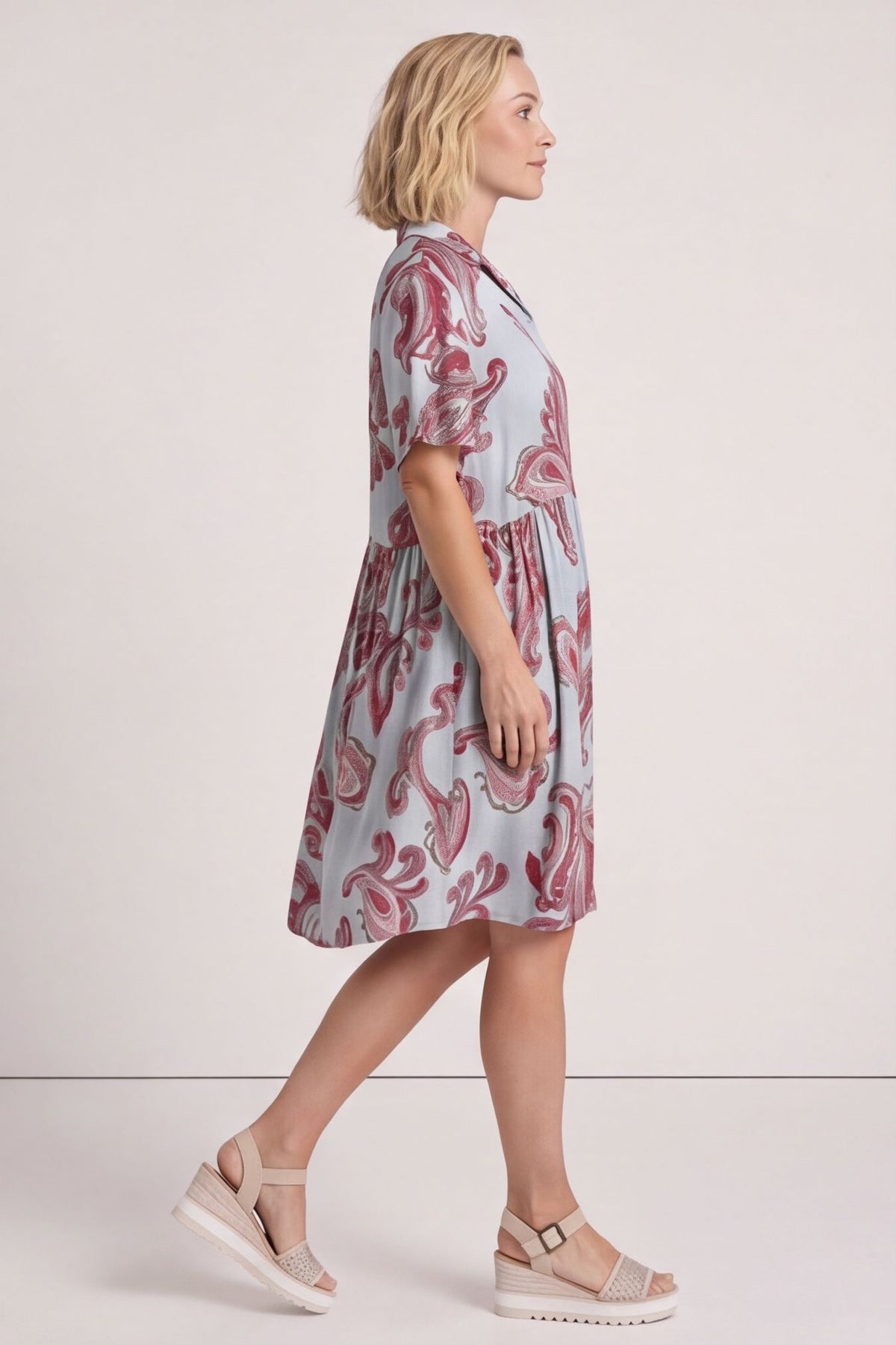 Jojo Print Button Dress Light Blue – image 4 of 6