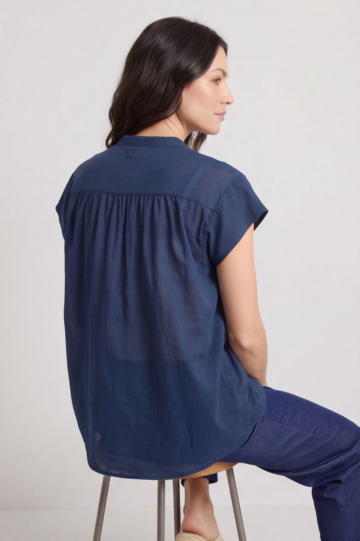 Irena Cotton Blouse Navy – image 4 of 6