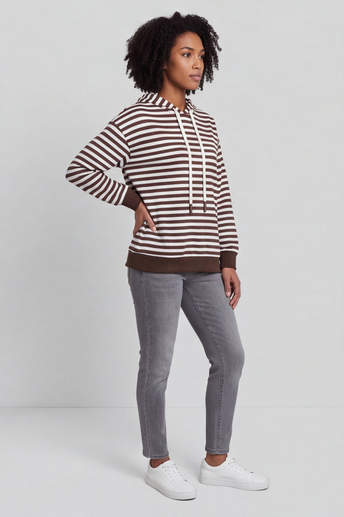 Selena Stripe Hooded Top Cocoa – image 4 of 6