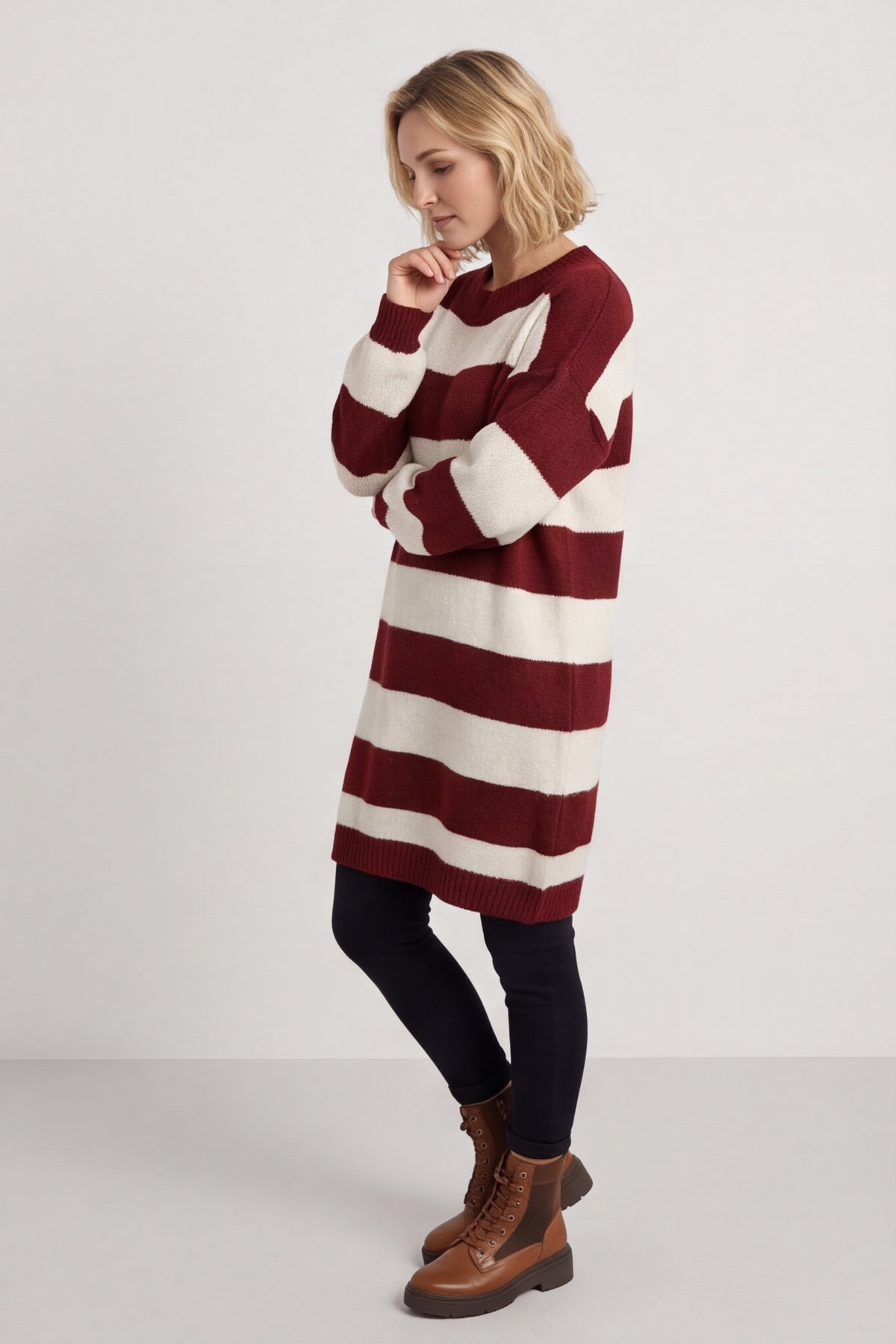Osanna Stripe Knitted Jumper Wine – image 4 of 6