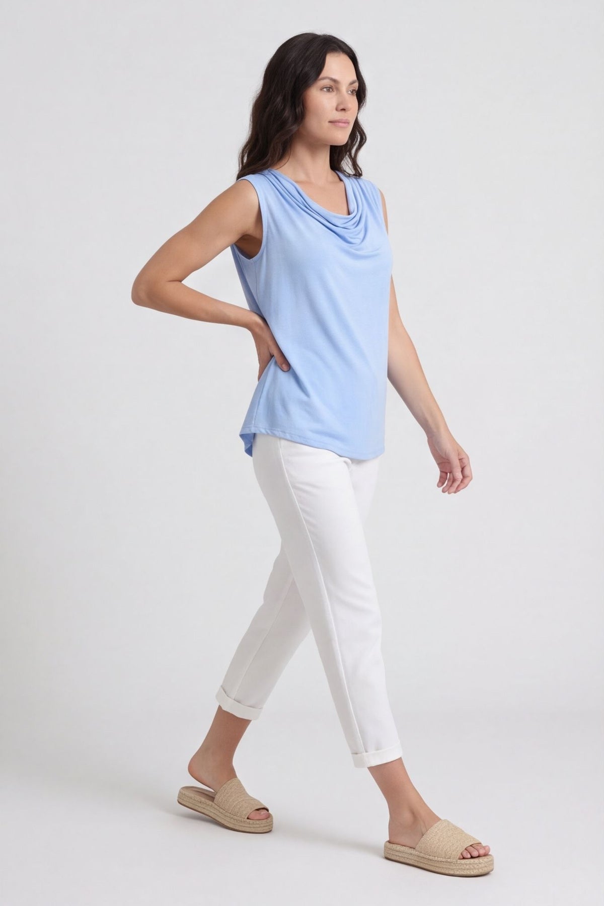 Antonina Cowl Neck Top Light Blue – image 4 of 6