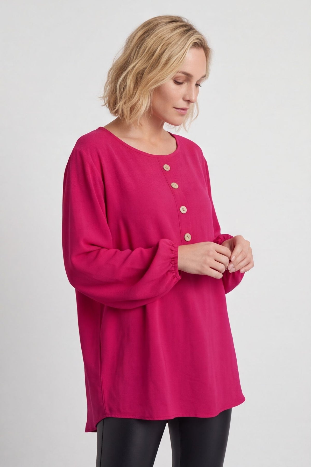 Elianna Button Top Hot Pink – image 4 of 6