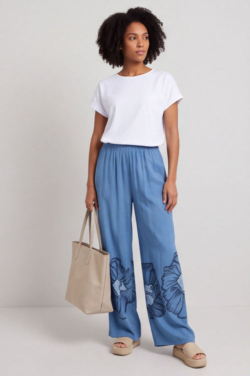 Aksana Flower Wide Leg Trousers Blue – image 4 of 6