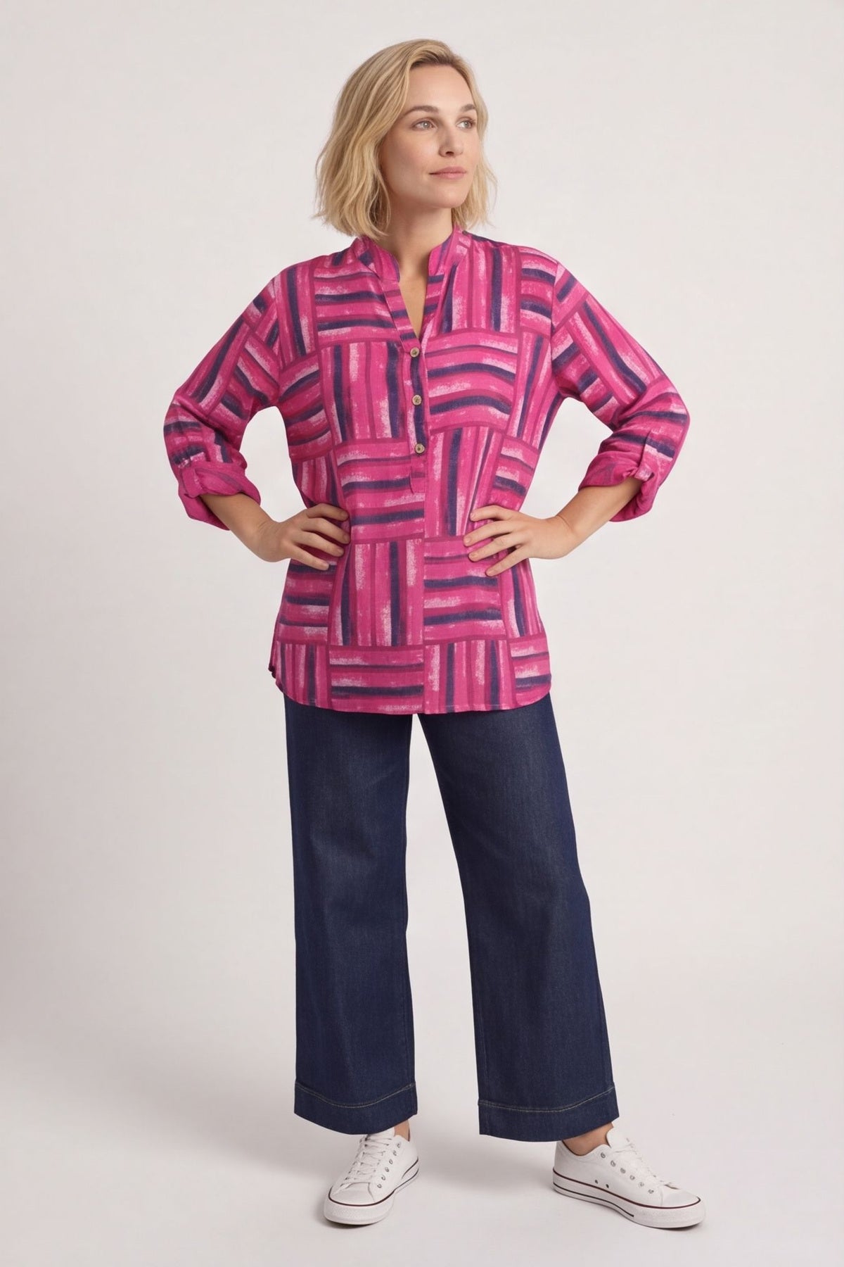 Glenna Pattern Cotton Top Fuchsia – image 3 of 5
