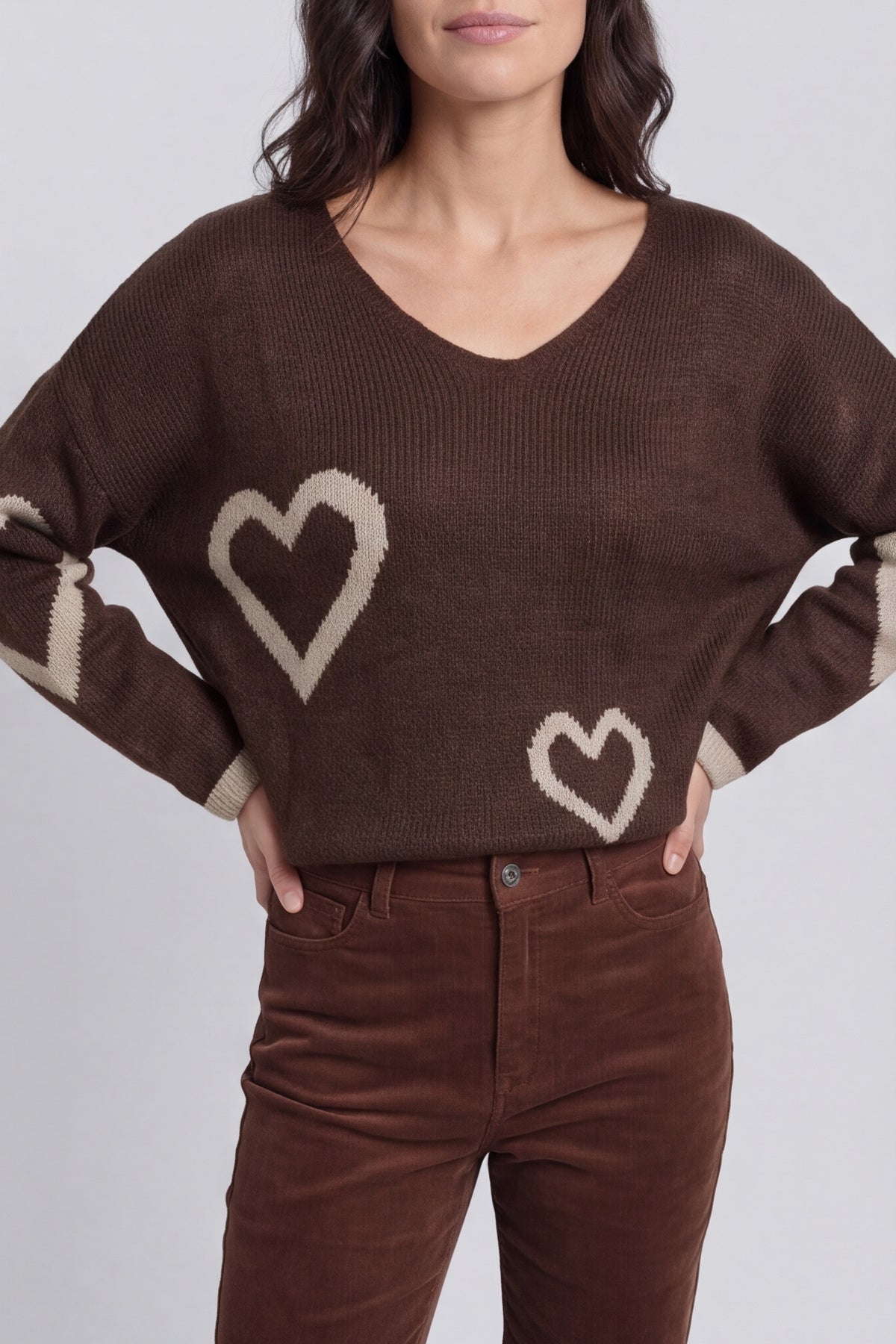 Milena Heart Knitted Jumper Cocoa – image 3 of 4