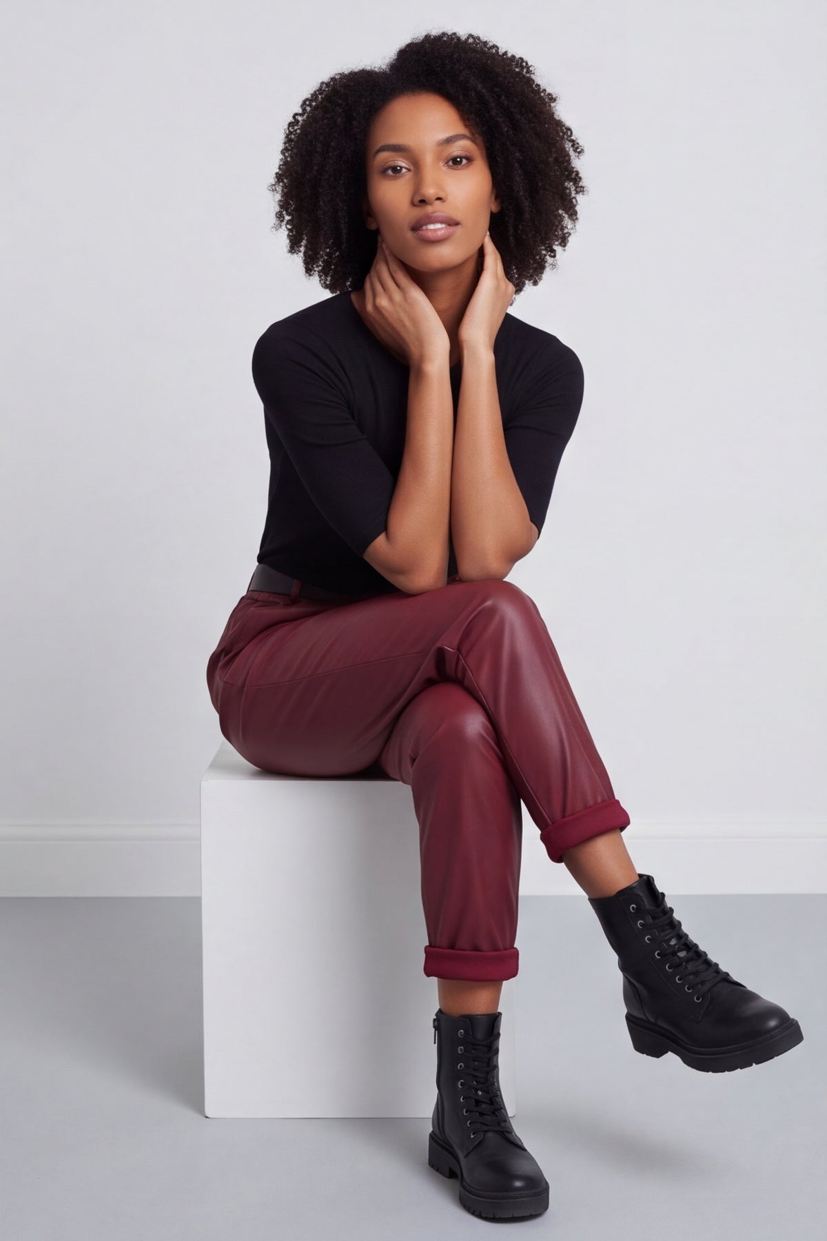 Hilary Wet Look Trousers Wine – image 4 of 5