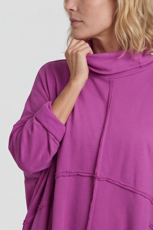 Posy Cowl Oversized Cotton Top Magenta – image 4 of 6