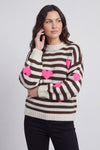 Carina Heart Stripe Knitted Jumper Stone – image 3 of 5