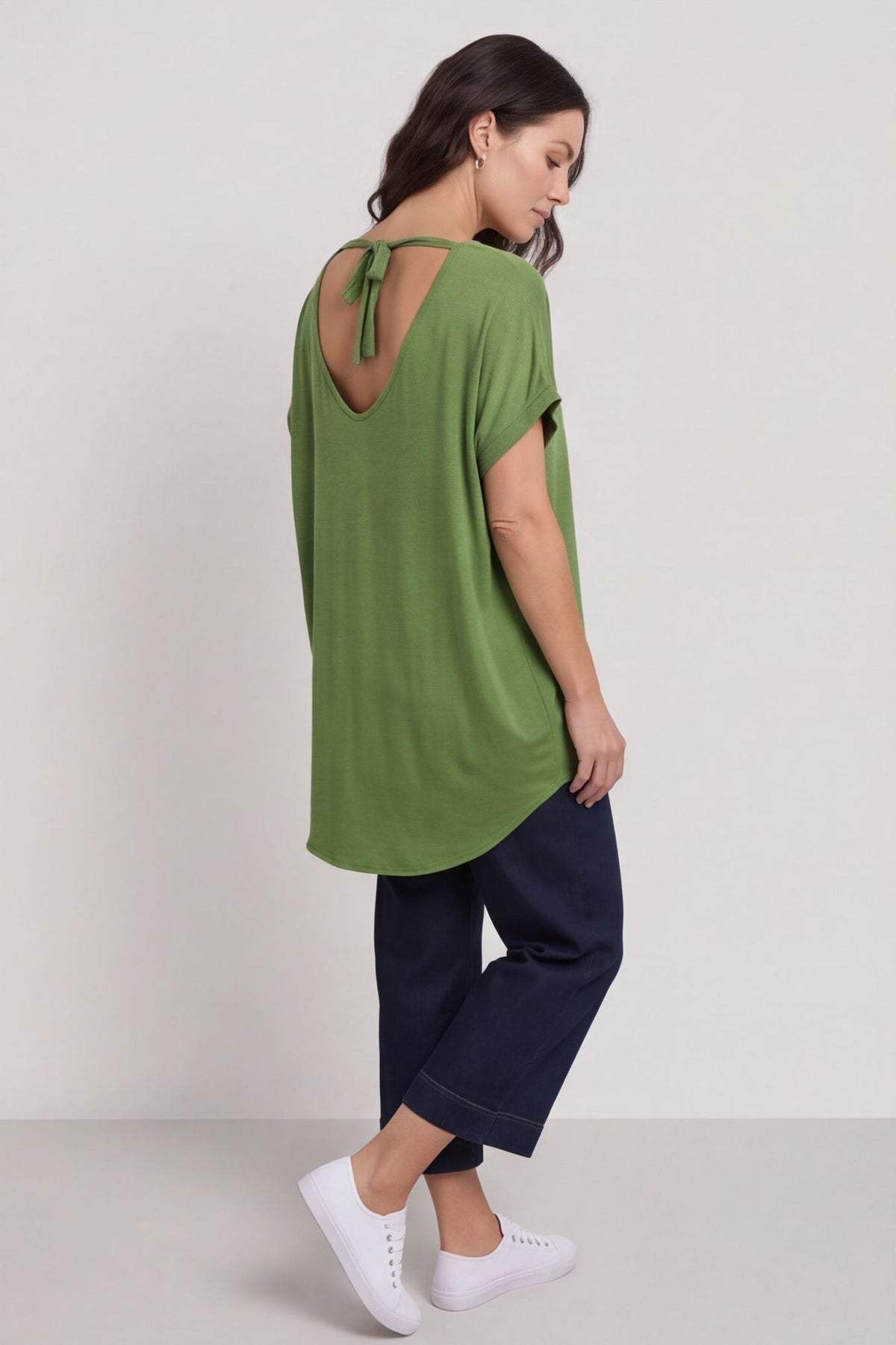 Porthcurno Tie Back Cotton Top Green – image 4 of 6