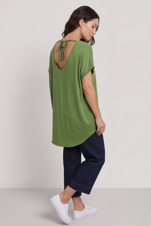 Porthcurno Tie Back Cotton Top Green – image 4 of 6