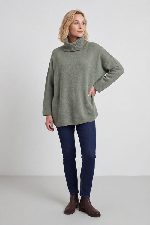 Jude Polo Neck Knitted Jumper Khaki – image 4 of 6