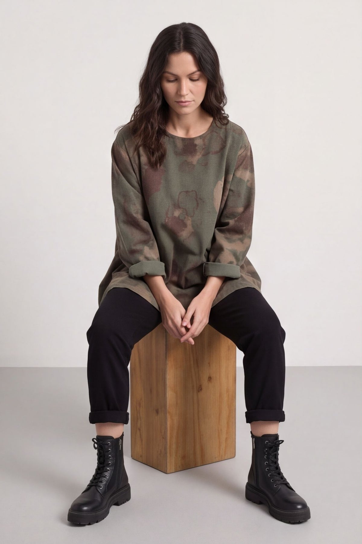 Rachel Print Needlecord Top Khaki – image 4 of 6