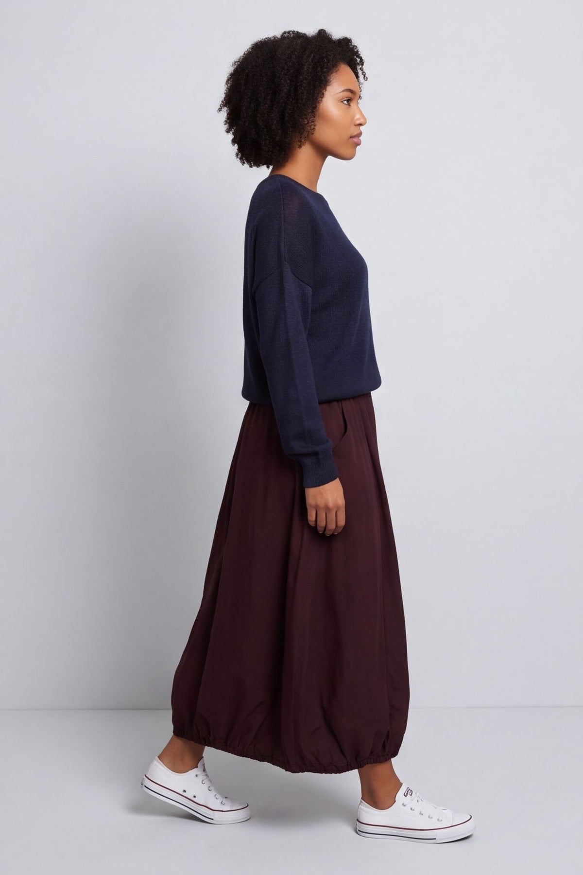 Wilfreda Puffball Cotton Skirt Burgundy – image 4 of 6