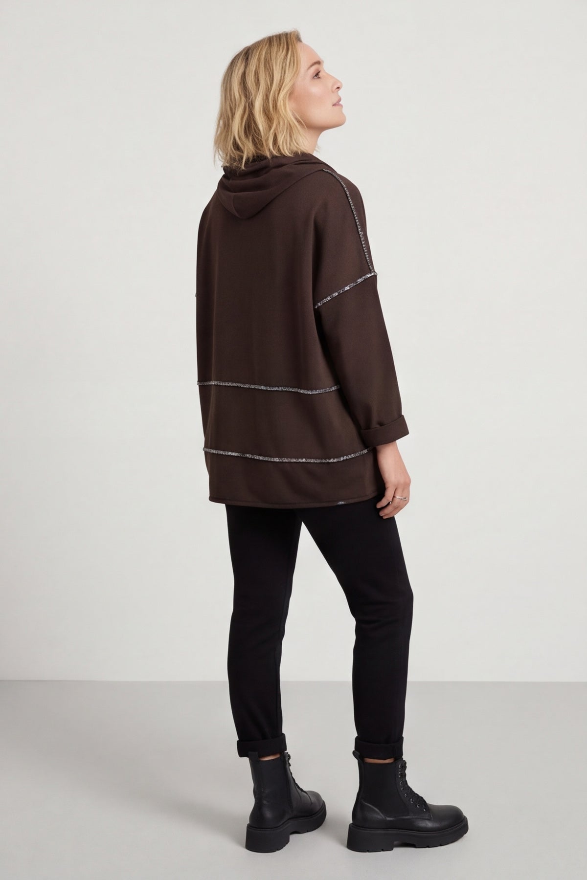 Clarina Cowl Neck Cotton Top Cocoa – image 4 of 6