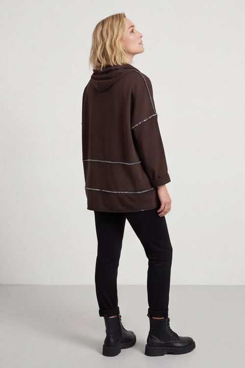 Clarina Cowl Neck Cotton Top Cocoa – image 4 of 6