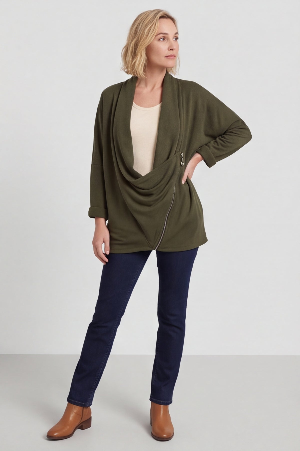 Floella Zip Cotton Jacket Khaki – image 4 of 6
