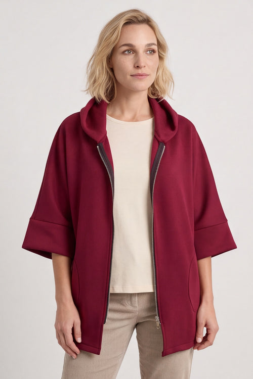 Marjorie Zip Hooded Jacket Wine – image 4 of 6