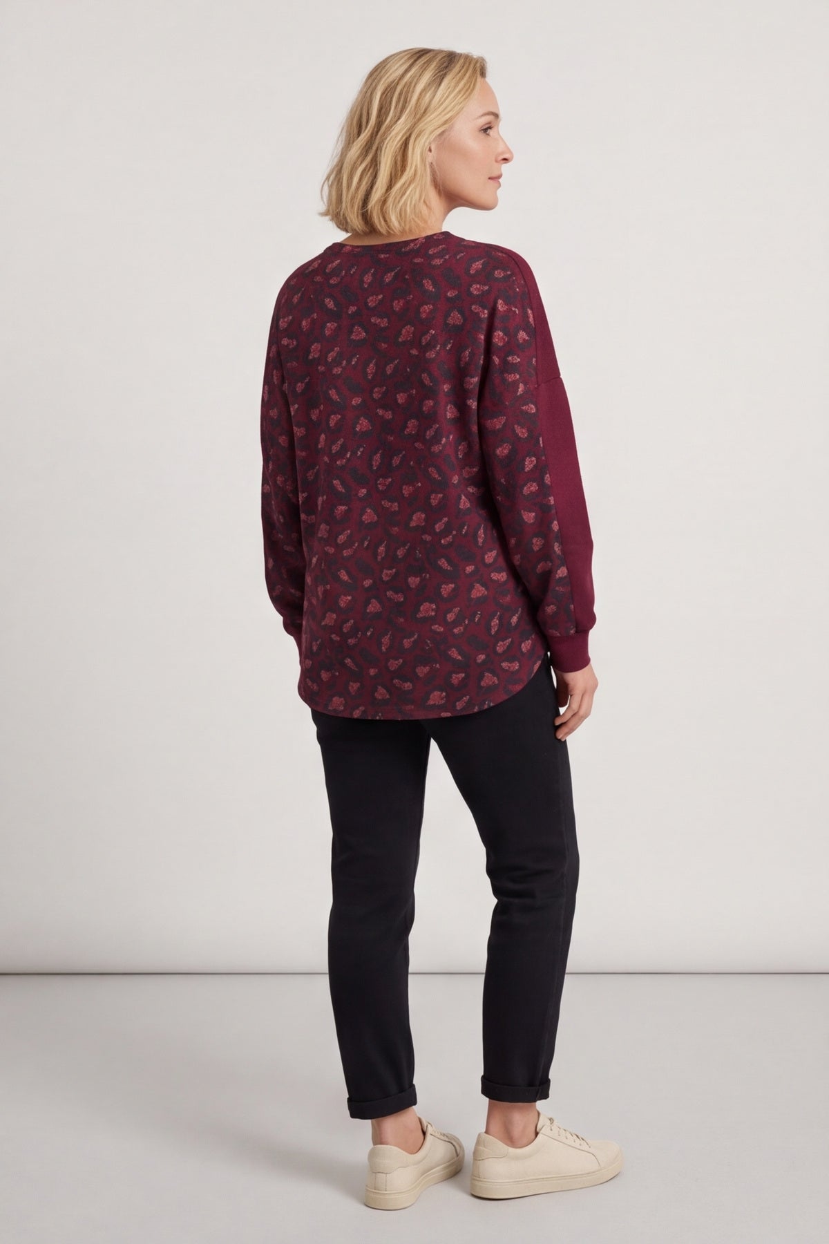Nicky Leopard Print Cotton Top Burgundy – image 3 of 5