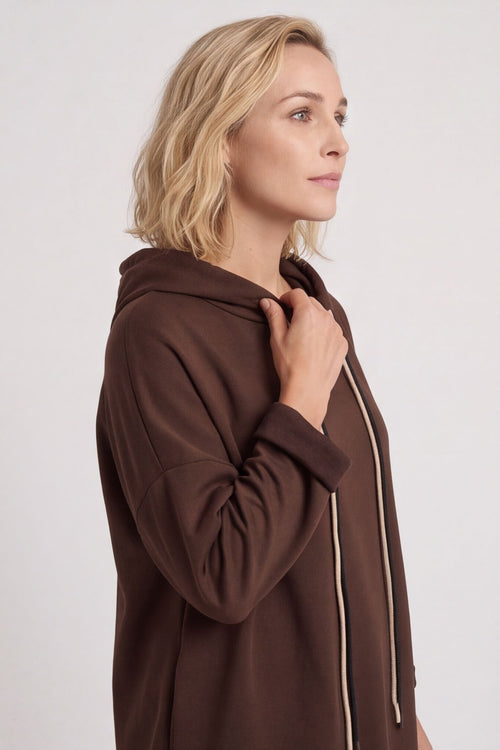 Anya Asymmetric Hooded Top Cocoa – image 4 of 4