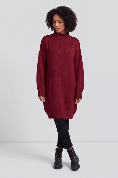 Bridie Polo Neck Knitted Tunic Wine – image 3 of 5