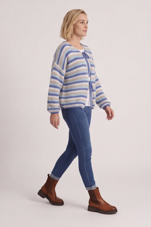 Merlyn Stripe Tie Knitted Cardigan Blue – image 4 of 6