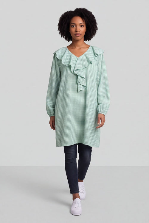 Sophronia Gingham Cotton Tunic Green – image 4 of 6