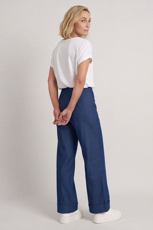 Darlene Lightweight Wide Leg Trousers Mid Denim – image 4 of 6