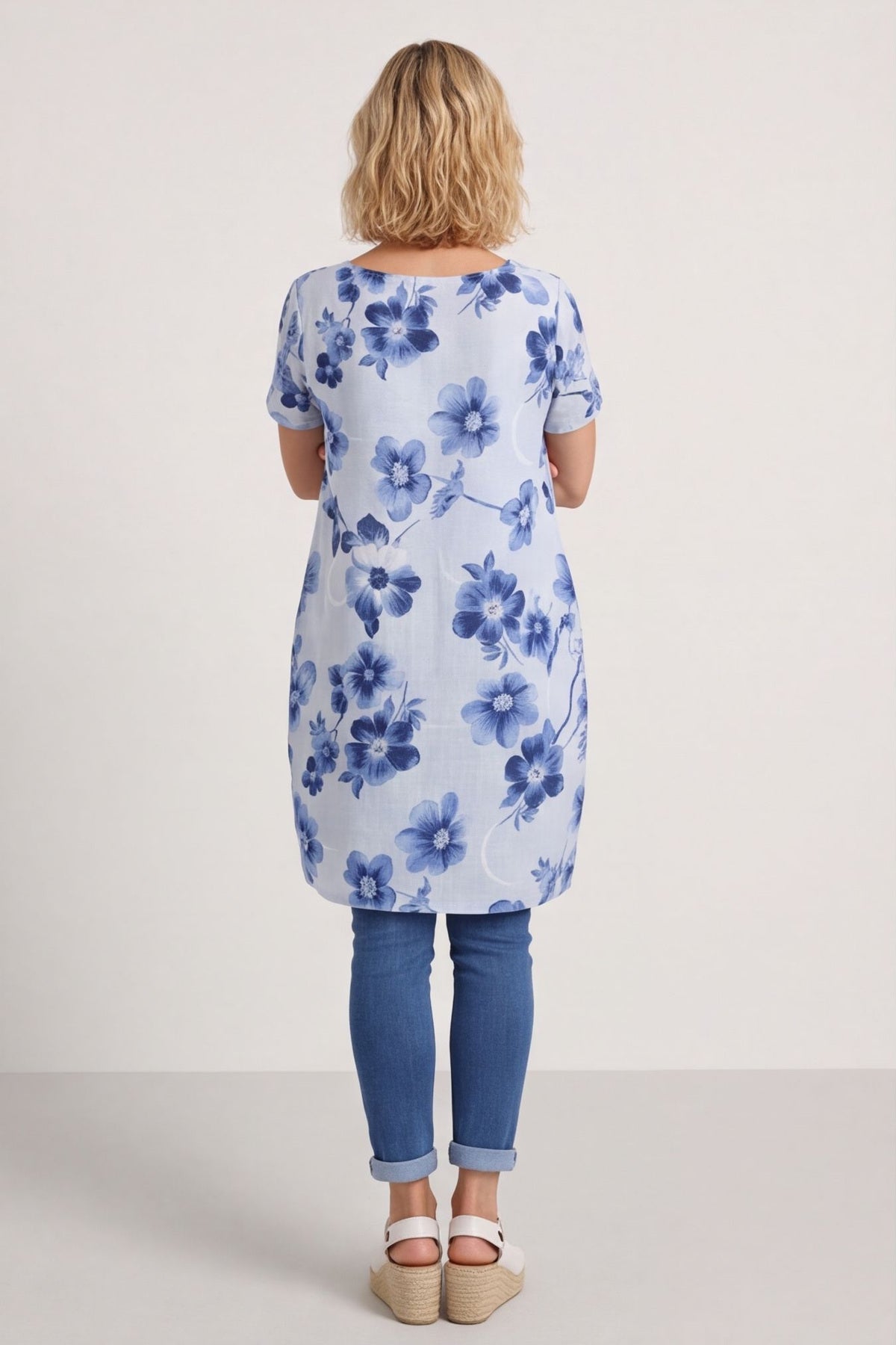 Velora Floral Cotton Tunic Grey – image 4 of 5