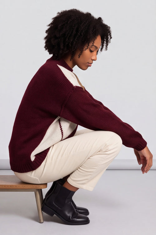 Rodina Argyle Knitted Jumper Wine – image 4 of 6