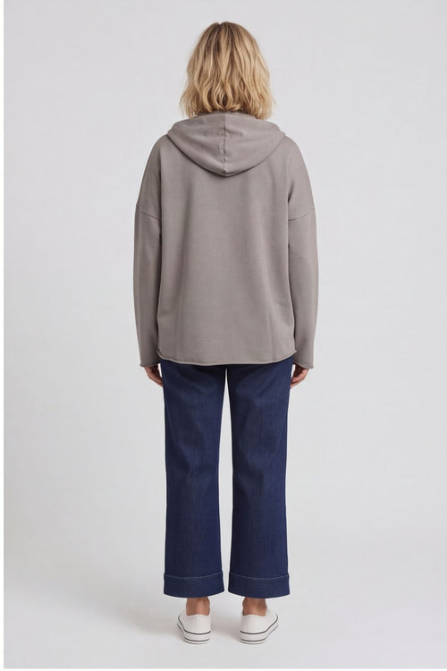 Dariana Zip Hooded Cotton Top Mocha – image 4 of 6