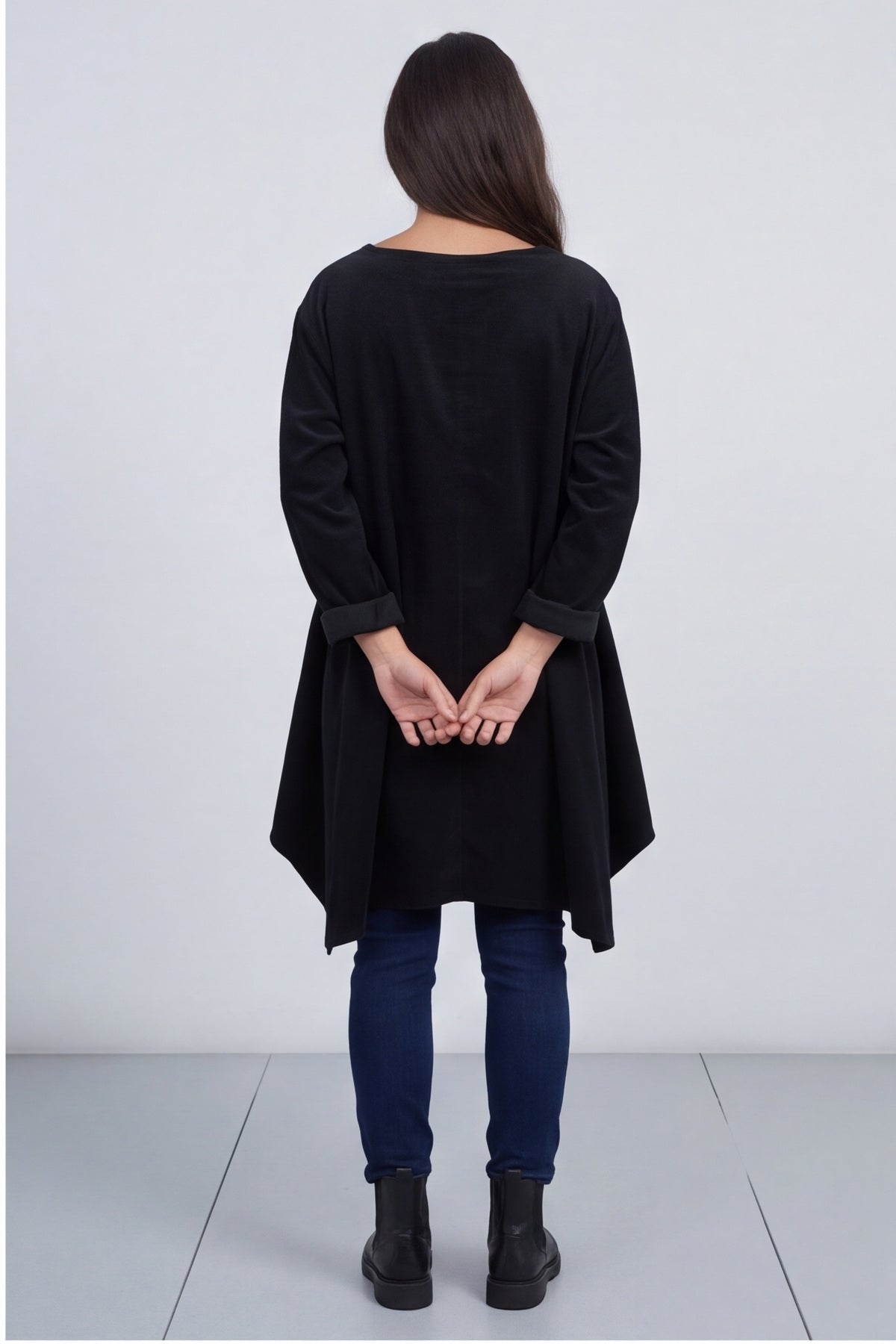 Berenice Print Detail Needlecord Top Black – image 4 of 6