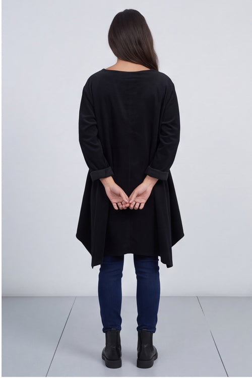 Berenice Print Detail Needlecord Top Black – image 4 of 6
