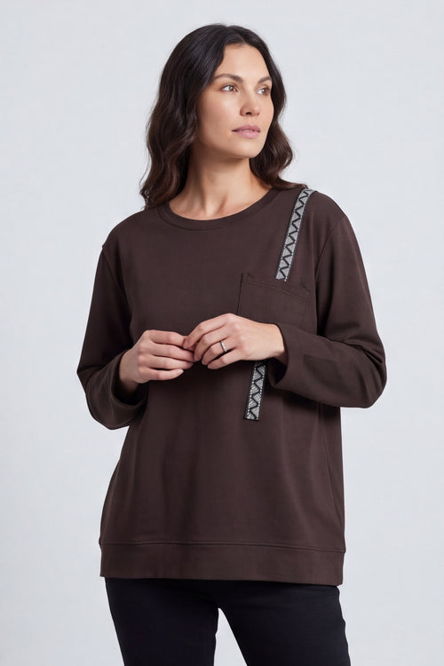 Barbara Pocket Cotton Top Cocoa – image 4 of 6