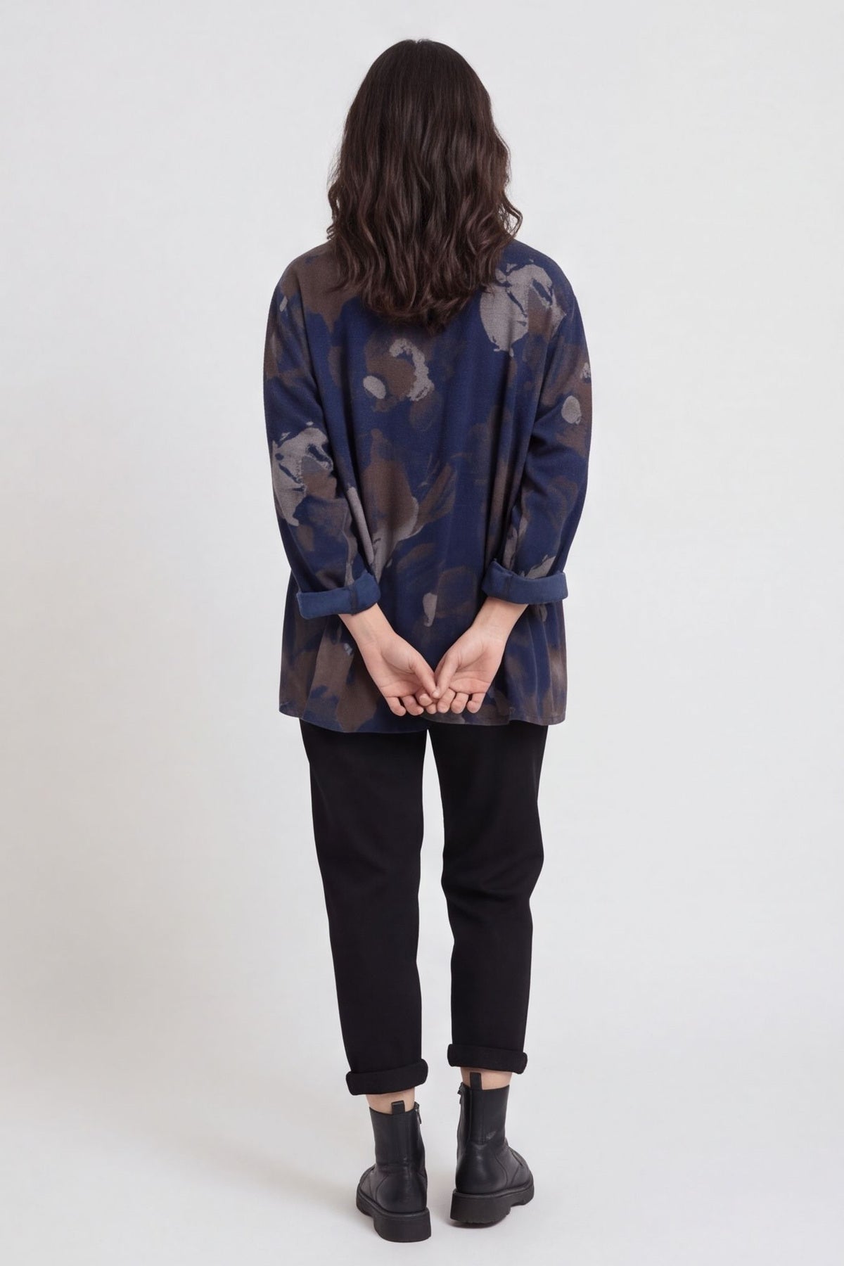 Rachel Print Needlecord Top Navy – image 3 of 4