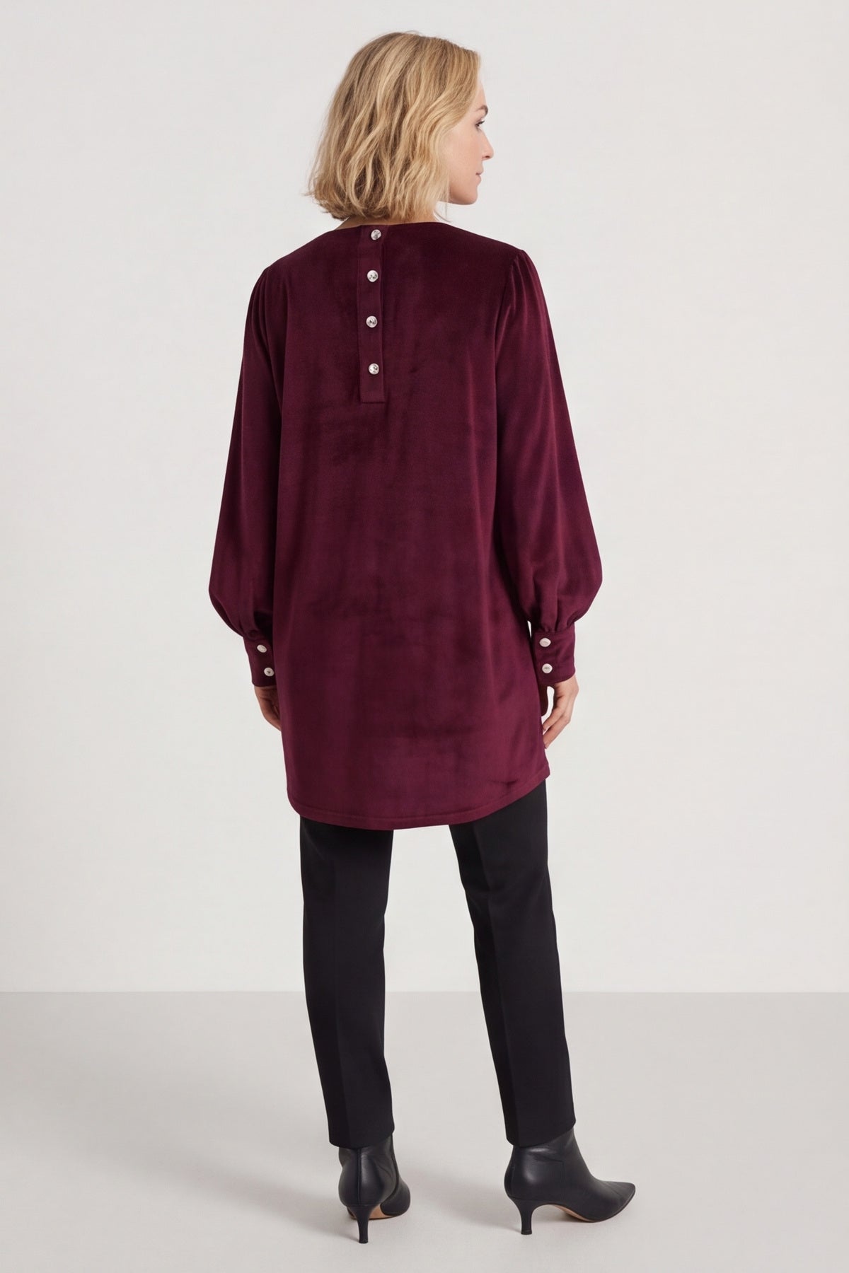 Zannah Button Back Tunic Wine