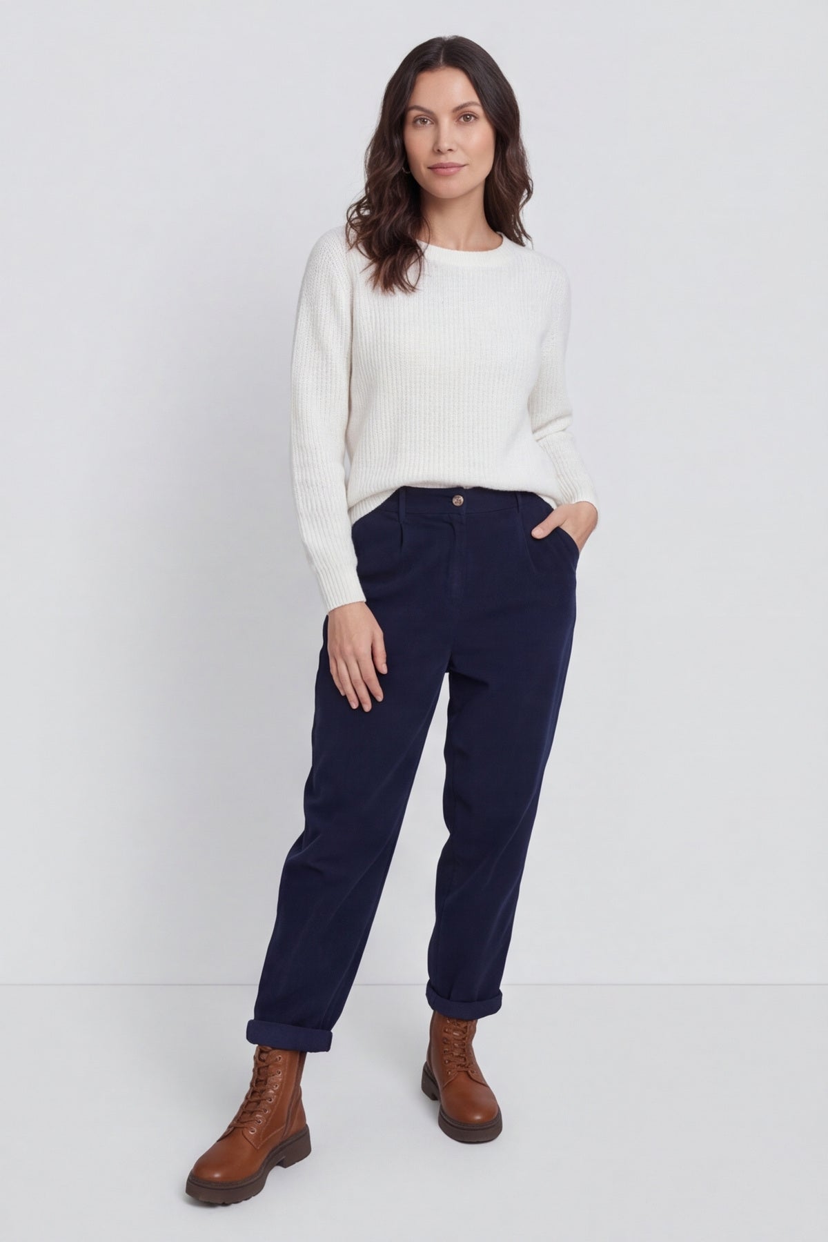 Carmella Needlecord Trousers Navy – image 4 of 6