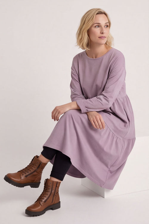 Petunia Tiered Cotton Dress Mauve – image 3 of 5